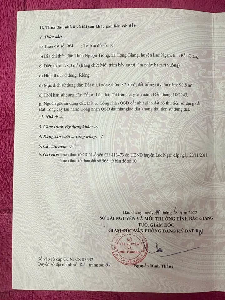 Đất thổ cư Phường Chũ 178m² giá chỉ 5xx triệu - Cơ hội đầu tư sinh lời!