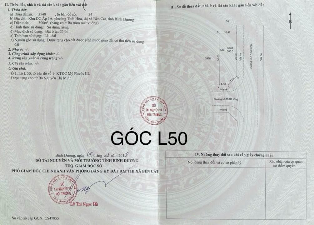 Đất nền phường Thới Hòa, Bến Cát 300m² - Lô góc đẹp, chính chủ bán gấp!