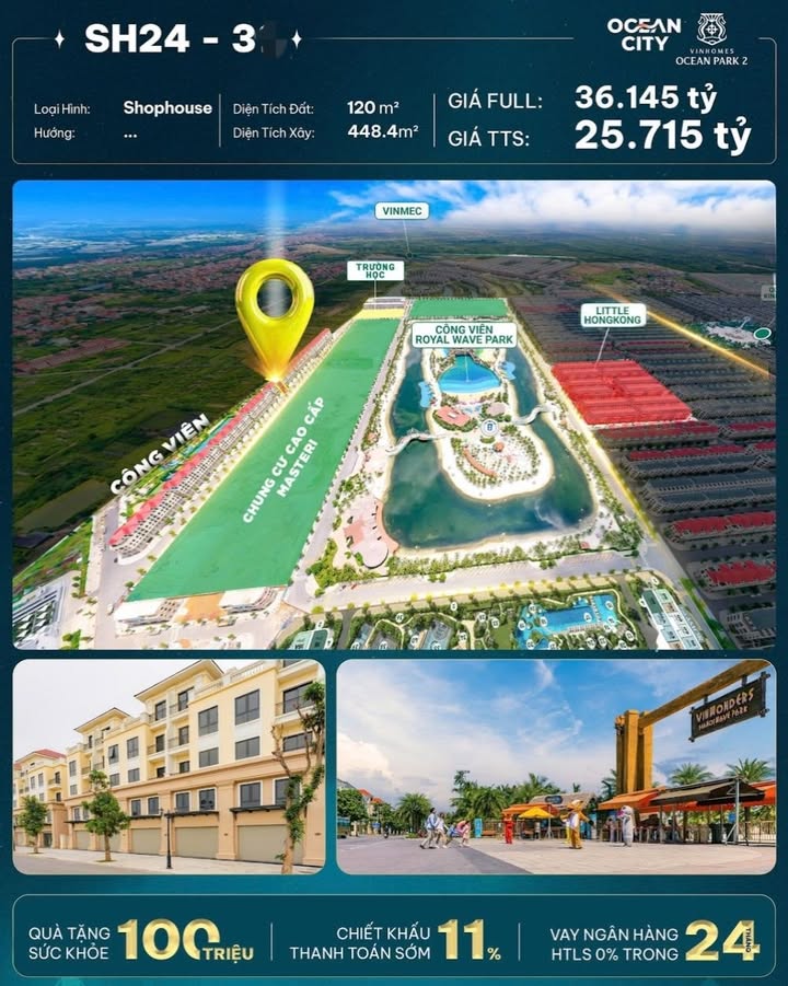 Shophouse Masterise Đan Phượng 120m² giá 25.715 tỷ - Đầu tư sinh lời hấp dẫn!