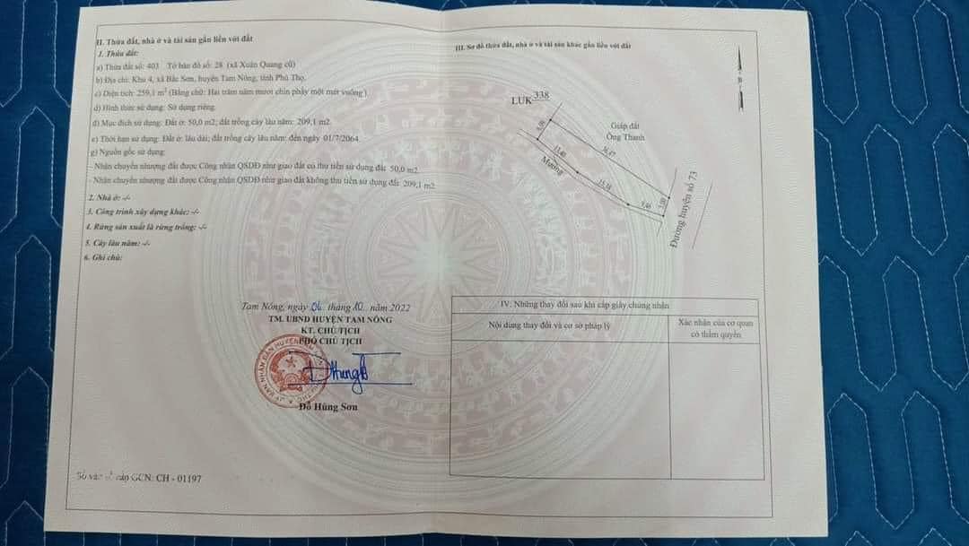 Đất nền khu 4, xã Vạn Xuân, huyện Tam Nông, 259m² - Giá tốt cho nhà đầu tư!