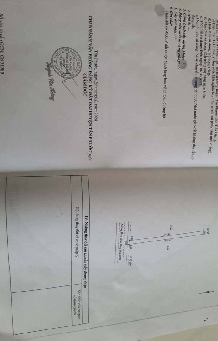 Đất nền xã Tân Hòa Đông 1712m² giá 550 triệu - Cơ hội đầu tư tuyệt vời!