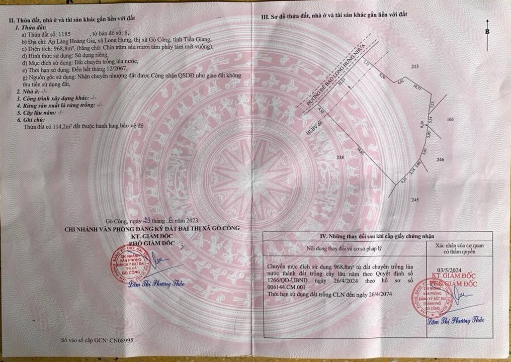Đất mặt tiền Đường nhựa Lăng Hoàng Gia, Gò Công, 640m² - Giá chỉ 1.408 tỷ!