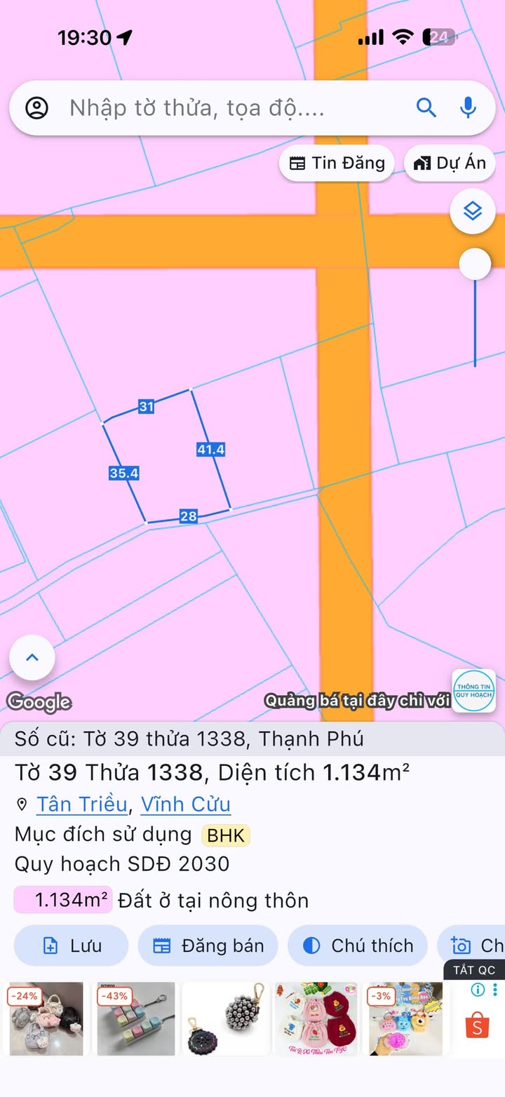 Đất quy hoạch hồng 1.134m² tại phường Tân Triều, Đồng Nai - Giá tốt đầu tư!