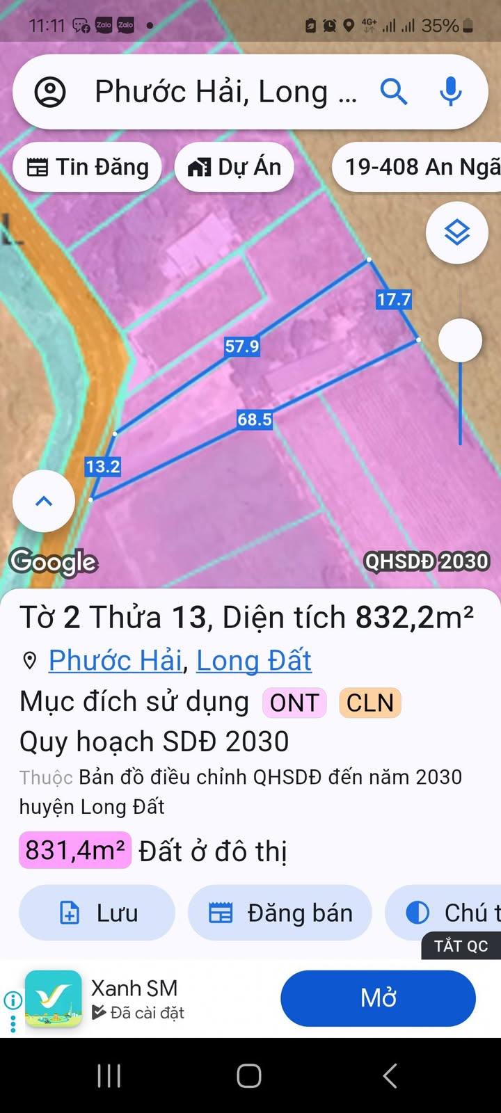Đất nền xã Phước Hải, huyện Long Đất, 816m² giá 2.9 tỷ - Đầu tư sinh lời cao!