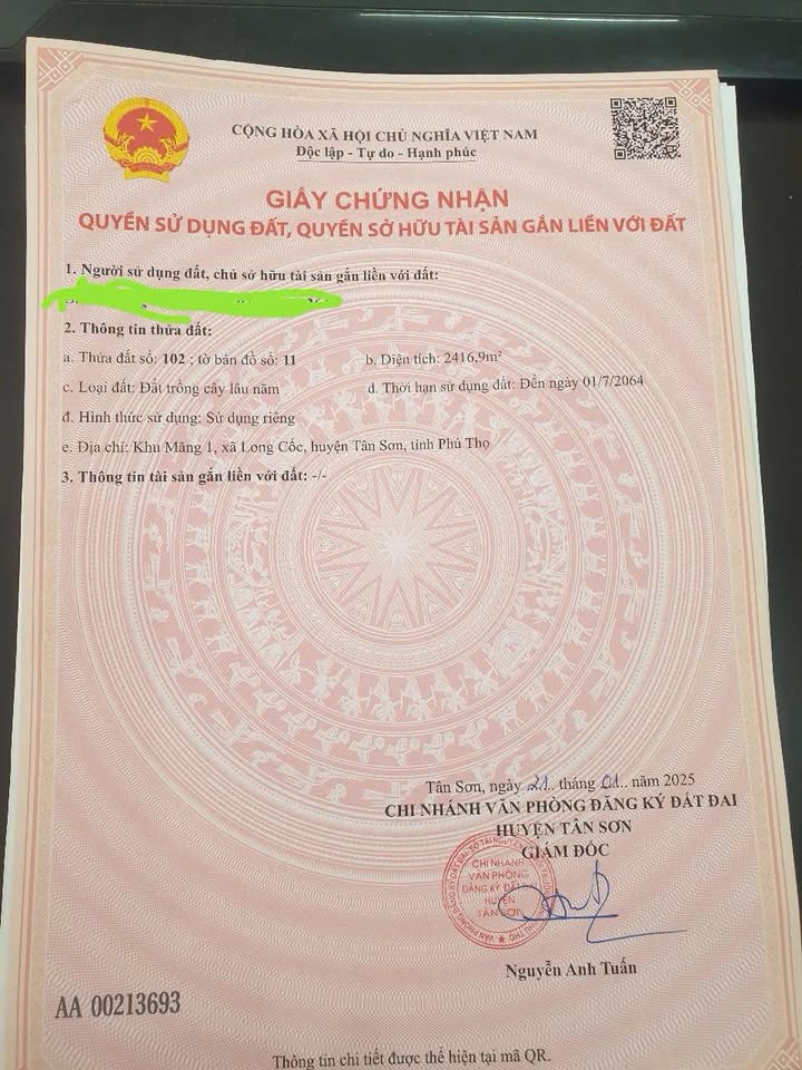 Đất du lịch Long Cốc 2416m² giá chỉ 200 triệu - Đầu tư sinh lời ngay!