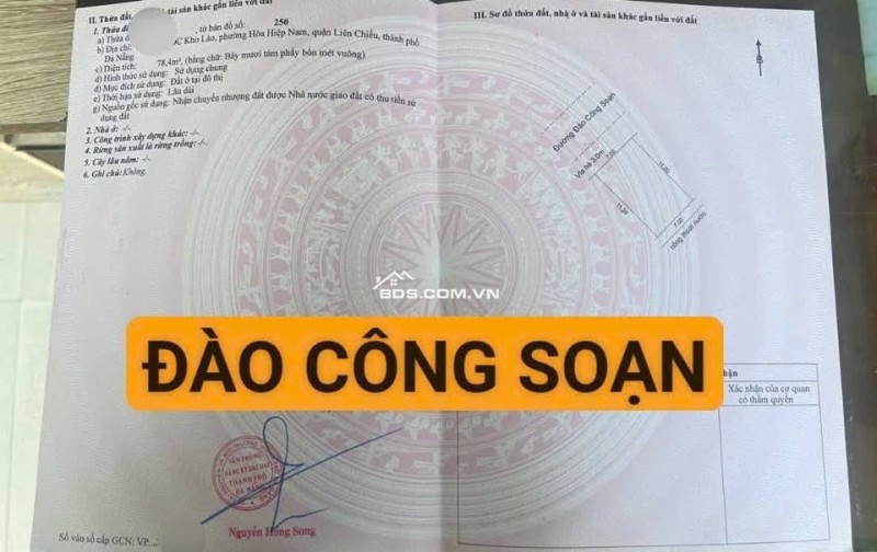 Đất 2 LÔ liền kề ĐÀO CÔNG SOẠN 158m² giá 10.3 tỷ - Cơ hội đầu tư hấp dẫn!