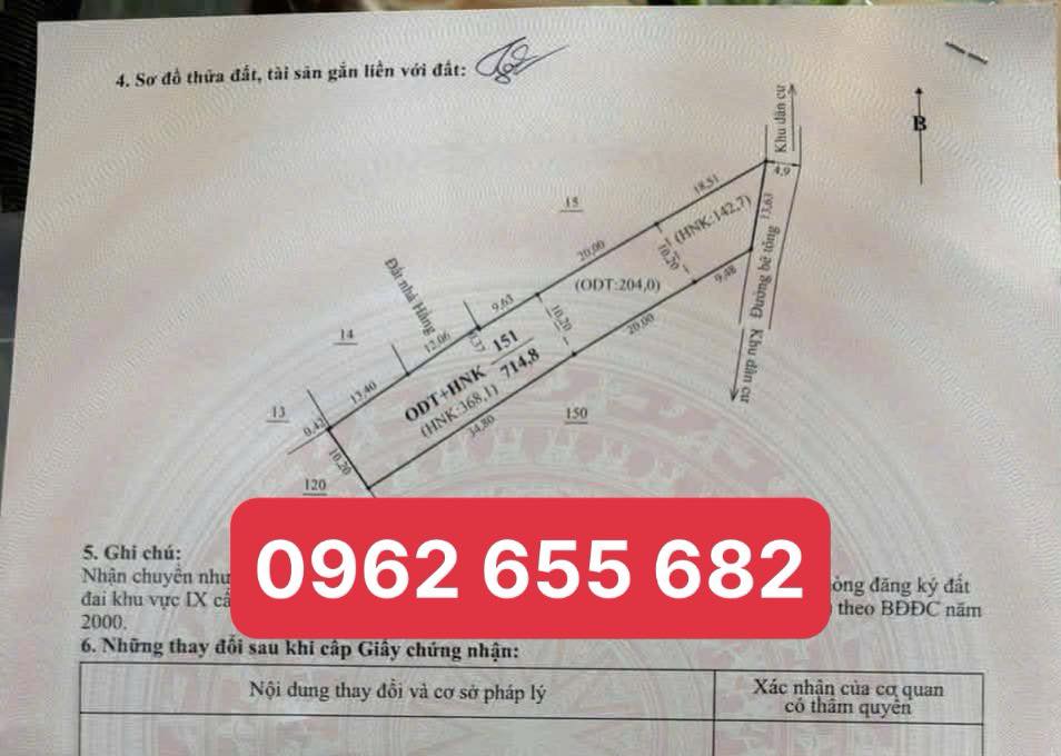 Đất nền đẹp Bản Áng, Đông Sang, Mộc Châu 714m² giá 4 tỷ - Sổ hồng chính chủ!