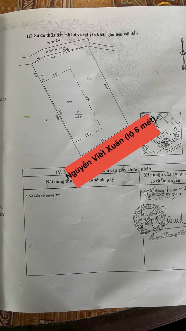 Đất nền Trà An, Cần Thơ 412m² giá chỉ 3.5 tỷ - Cơ hội đầu tư hấp dẫn!