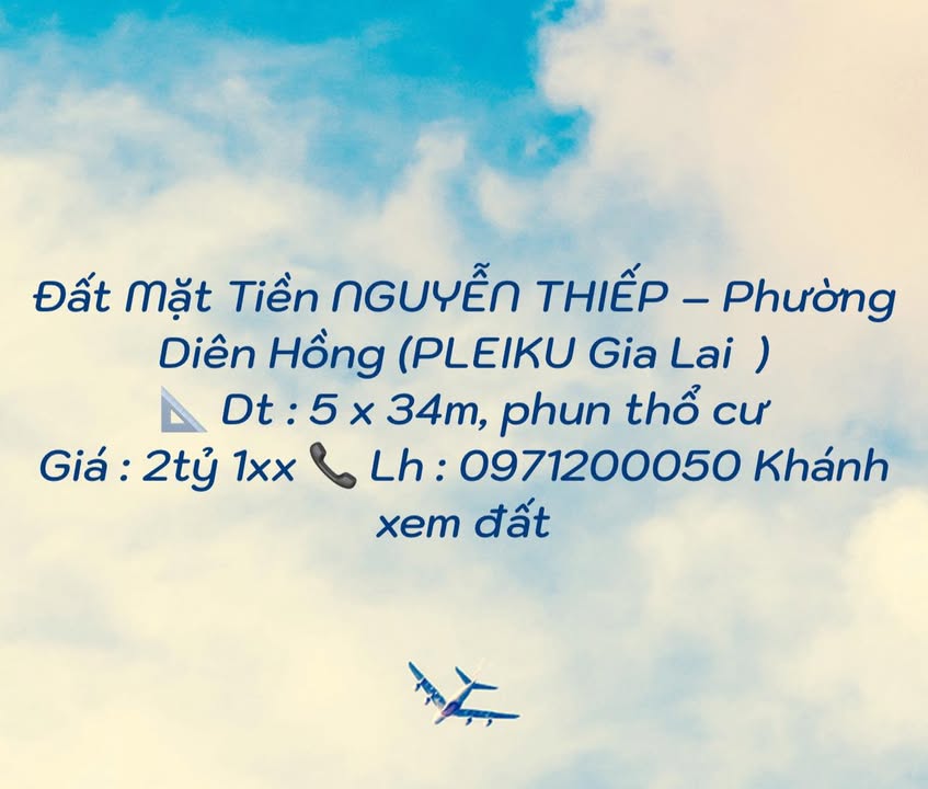 Đất Mặt Tiền Nguyễn Thiếp, Phường Diên Hồng, 170m², Giá 2.1 tỷ - Đầu tư sinh lời lý tưởng!