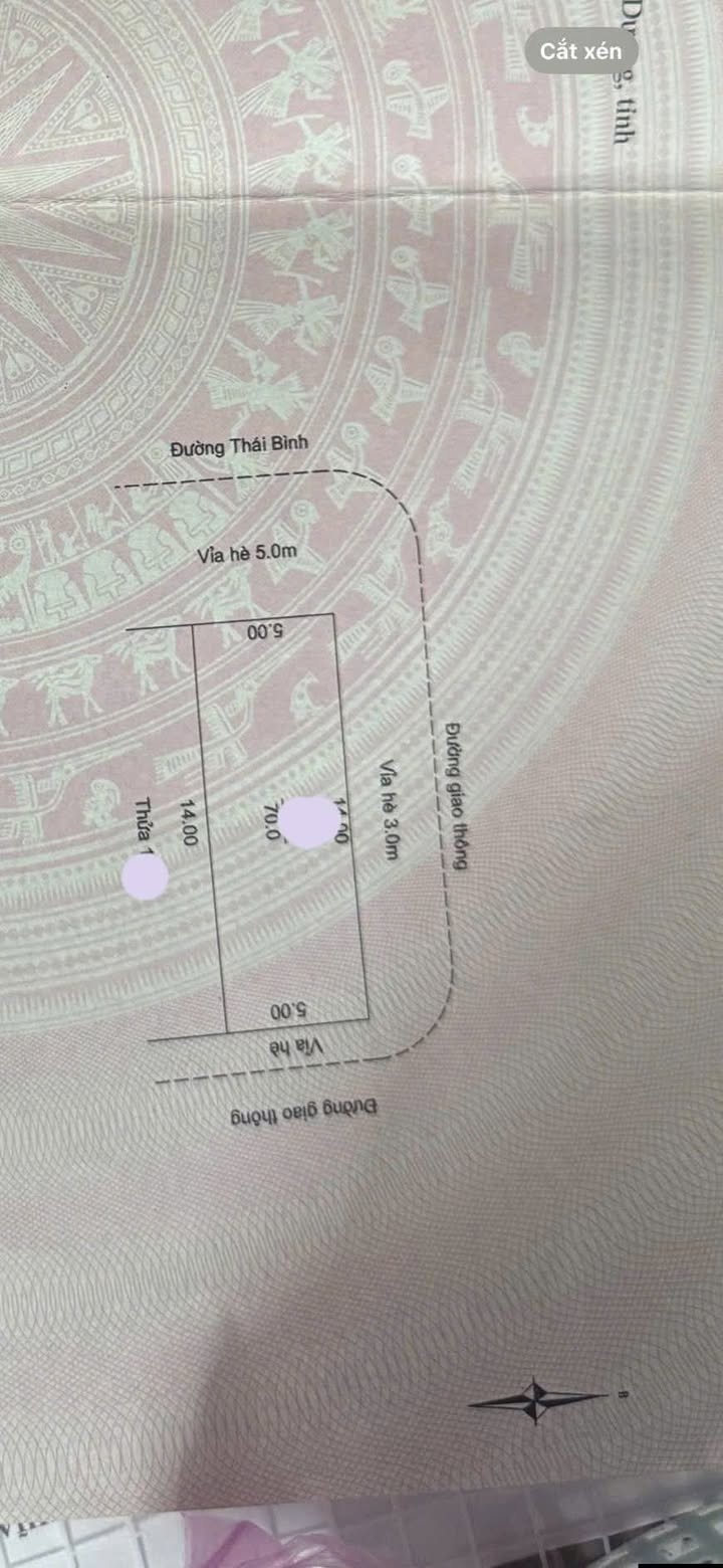 Bán đất mặt phố Thái Bình, Hải Dương 70m² - Lô góc 3 mặt đường tiện lợi!