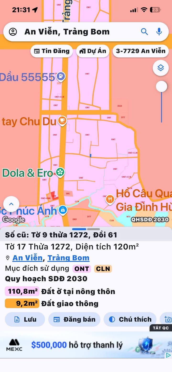 Đất nền 107m² xã An Viễn, Trảng Bom - Giá chỉ 990 triệu, đầu tư sinh lời!