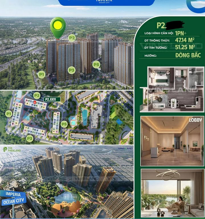 Căn hộ 1PN+ Imperia Ocean City 47m² giá tốt - View công viên thoáng đãng!