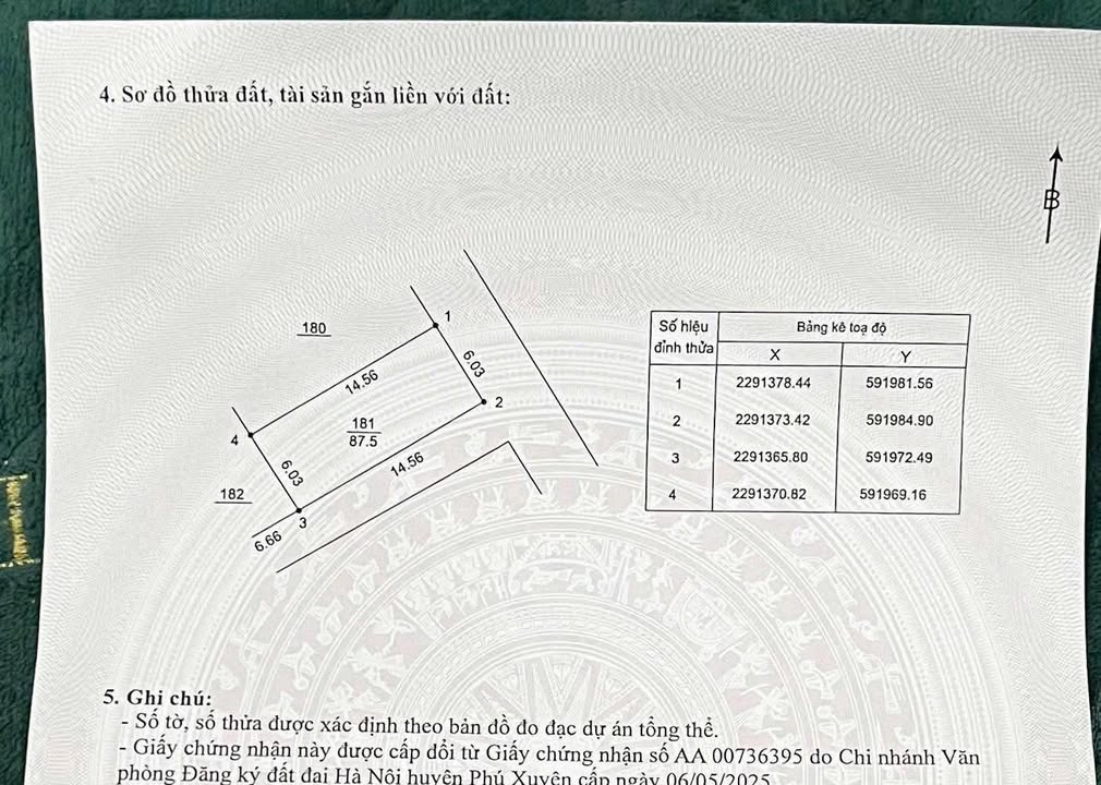 Đất thổ cư tại Thôn Từ Thuận, Phú Xuyên 87.5m² giá 2 tỷ - Cơ hội đầu tư tuyệt vời!