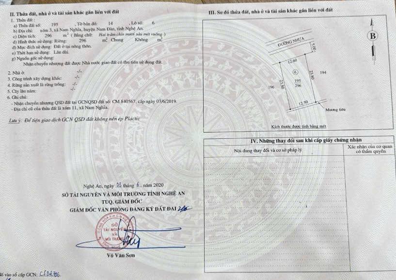 Đất nền Xã Nam Thanh, Huyện Nam Đàn 296m² - Vị trí đẹp, giá hấp dẫn!