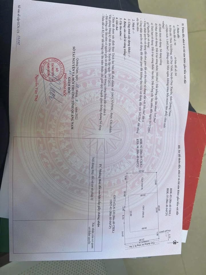 Đất nền Khu Du Lịch Trà Nhiêu, Duy Vinh, 1054m² - Giá tốt, sổ đỏ chính chủ!