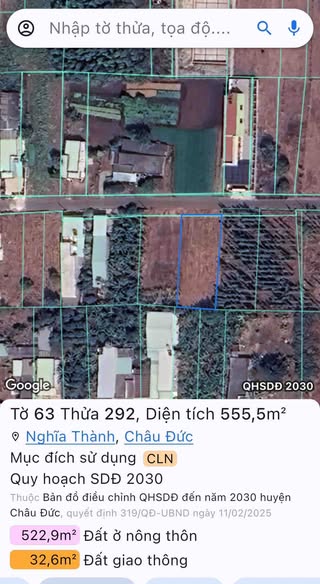 Đất nền Nghĩa Thành, Châu Đức 555m² giá 1.221 tỷ - Đầu tư sinh lời ngay!
