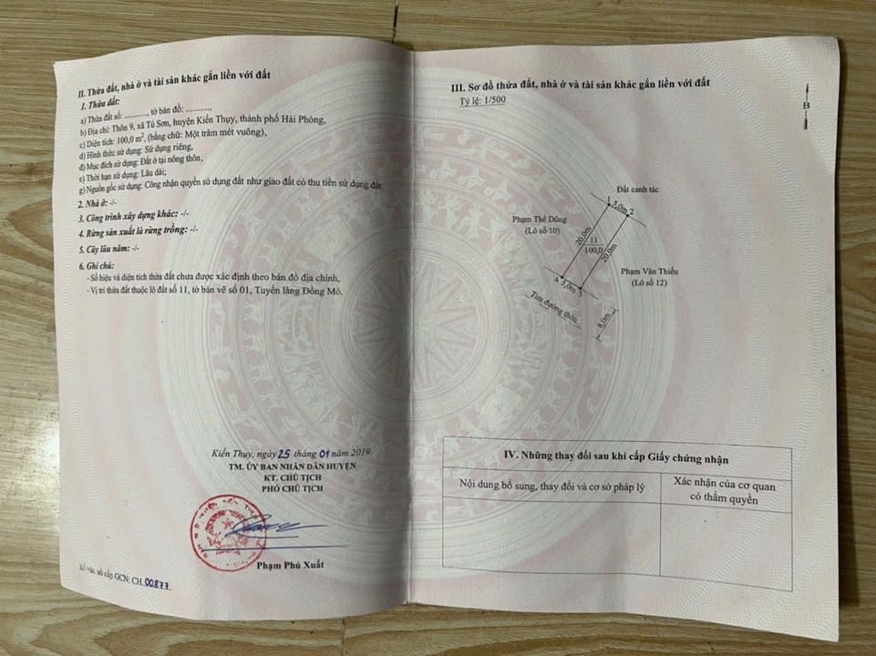 Đất nền Xã Tú Sơn, Huyện Kiến Thuỵ, 100m² - Giá chỉ 2 tỷ, vị trí đẹp không lỗi phong thuỷ!