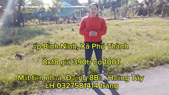 Đất nền Ấp Bình Ninh, Xã Phú Thành A, 144m² giá 390 triệu - Sổ đỏ chính chủ