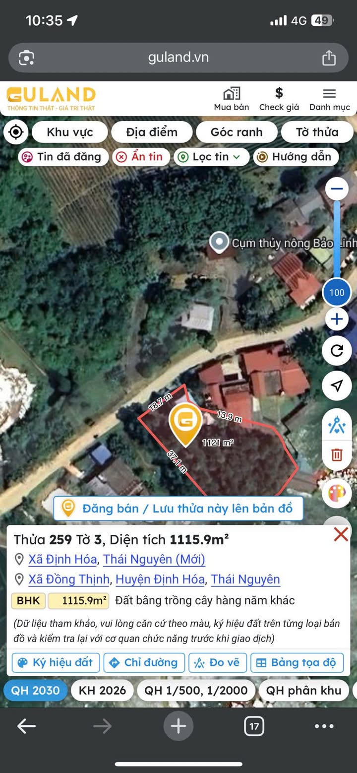 Đất CLN 1.200m² Xã Bảo Linh, Huyện Định Hóa chỉ 600 triệu - Cơ hội đầu tư tuyệt vời!