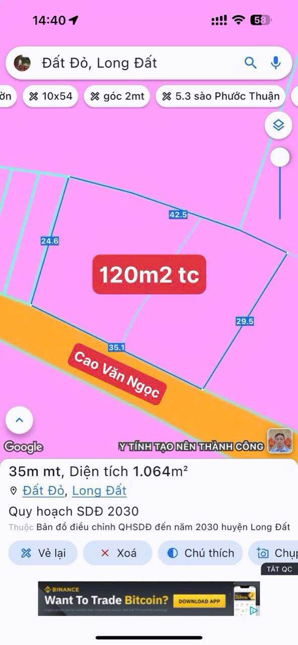 Đất nền 1064m² giá thỏa thuận - Mặt tiền đường Cao Văn Ngọc, Đất Đỏ