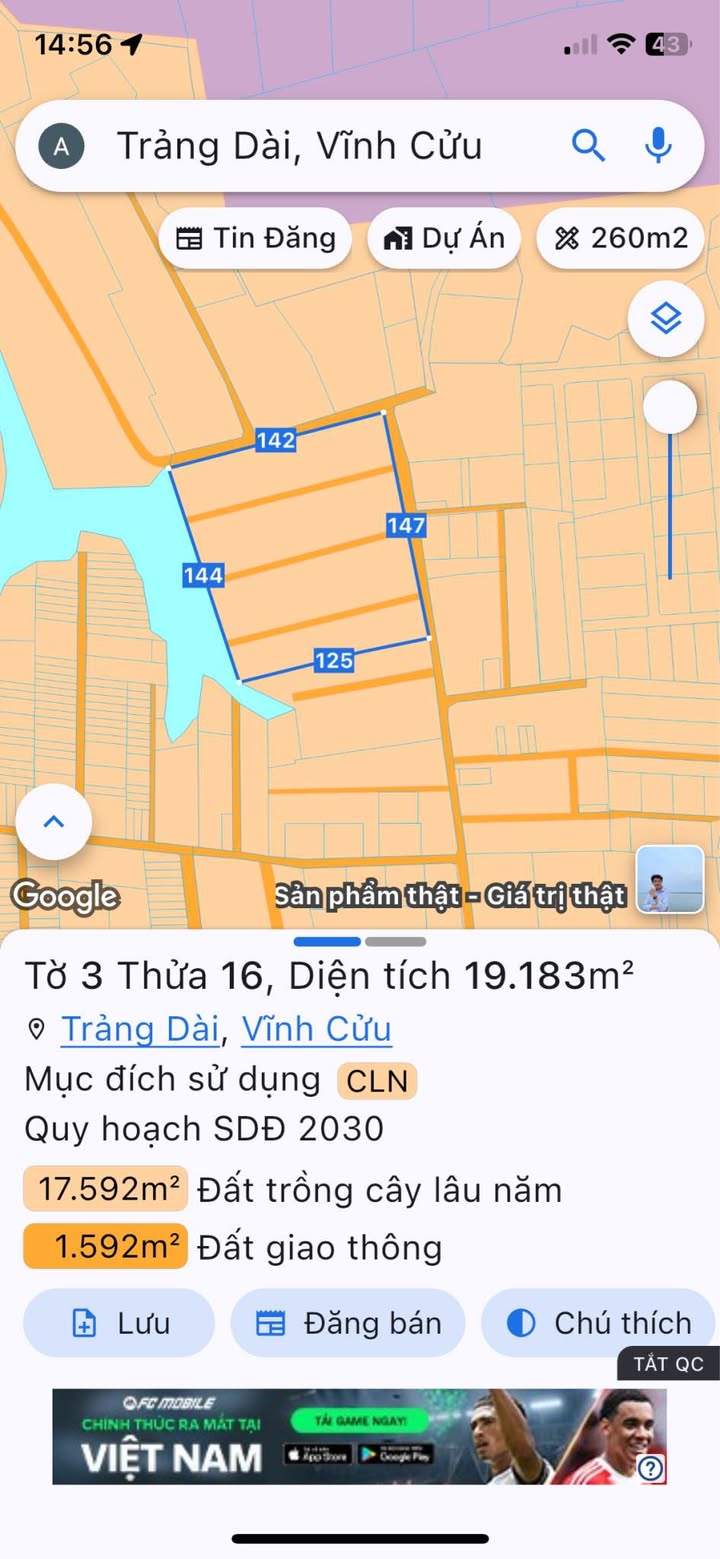 Bán lô đất biệt thự Trảng Dài 200m² giá 1.4 tỷ - Đường xe hơi vào thoải mái!