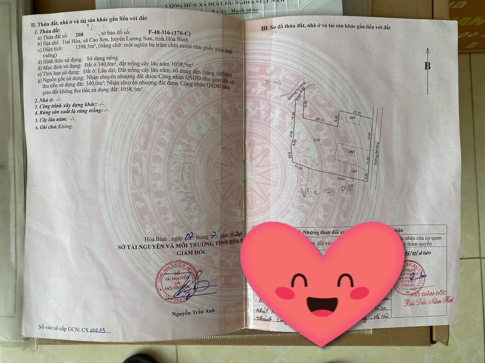 Đất nền Trại Hoà, Huyện Lương Sơn, Hòa Bình 1190m² - Cơ hội đầu tư tốt!