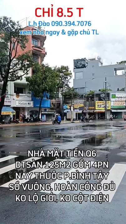 Nhà mặt tiền Phường Bình Tây, Quận 6, 125m² giá 8.5 tỷ - Sổ hồng chính chủ, hoàn công đầy đủ!