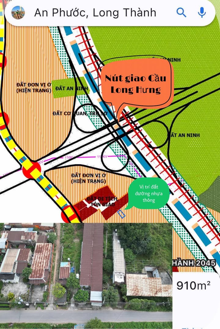 Đất nền 900m² mặt tiền đường nhựa 12m tại nút giao Long Hưng - Giá 9.3 tỷ