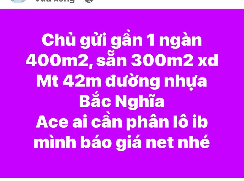 Đất nền 1400m² tại Đường nhựa Bắc Nghĩa, Đồng Hới - Cơ hội đầu tư tốt!
