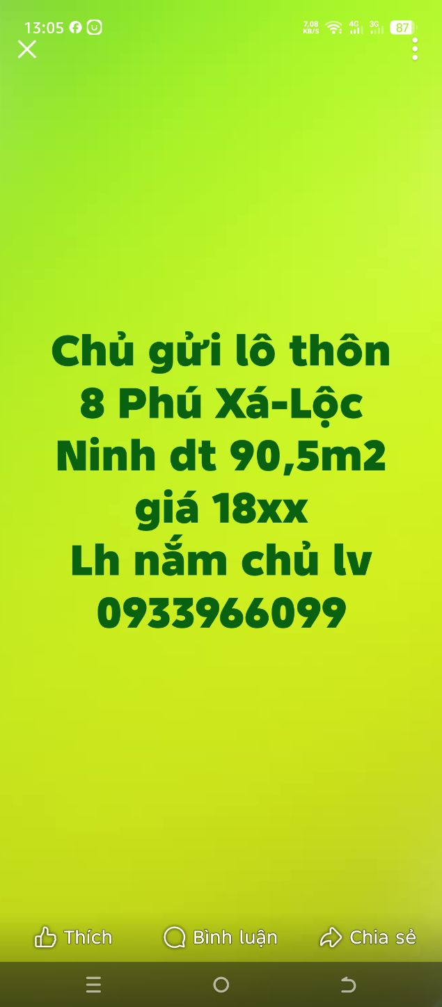 Đất nền thôn 8 Lộc Phú 90,5m² giá 18xx triệu - Cơ hội đầu tư hấp dẫn!
