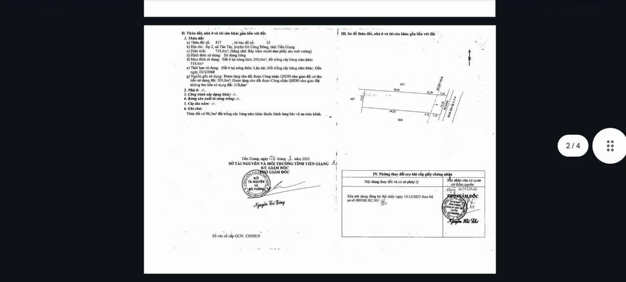 Đất nền Ấp 2 Tân Tây, Gò Công Đông, 718m² giá 900 triệu - Cơ hội đầu tư hấp dẫn!