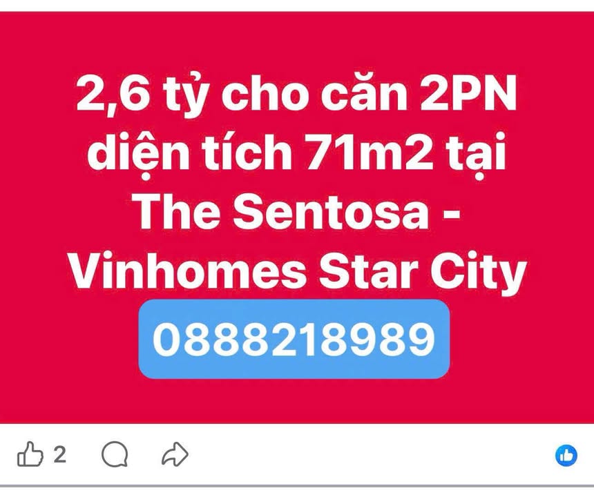 Căn hộ The Sentosa Đông Hải 71m² giá 2.6 tỷ - Vị trí tuyệt đẹp tại Thanh Hóa!