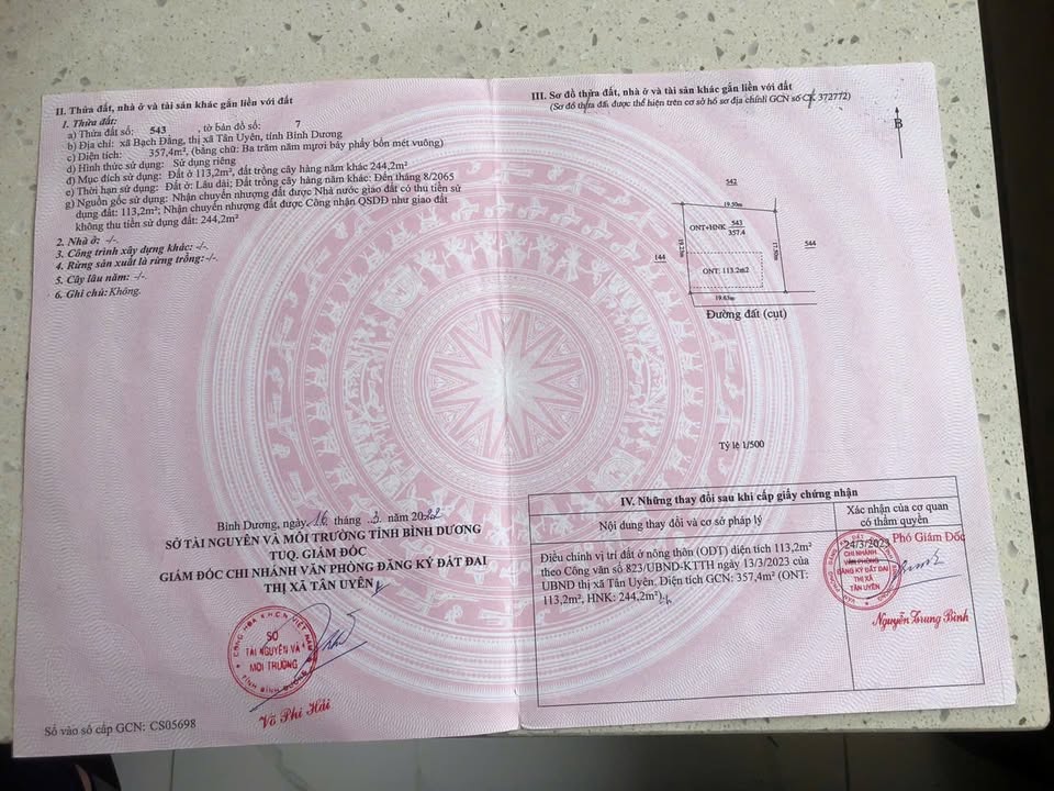 Đất thổ cư Bạch Đằng, Tân Uyên 357m² giá 2.5 tỷ - Đầu tư sinh lời ngay!