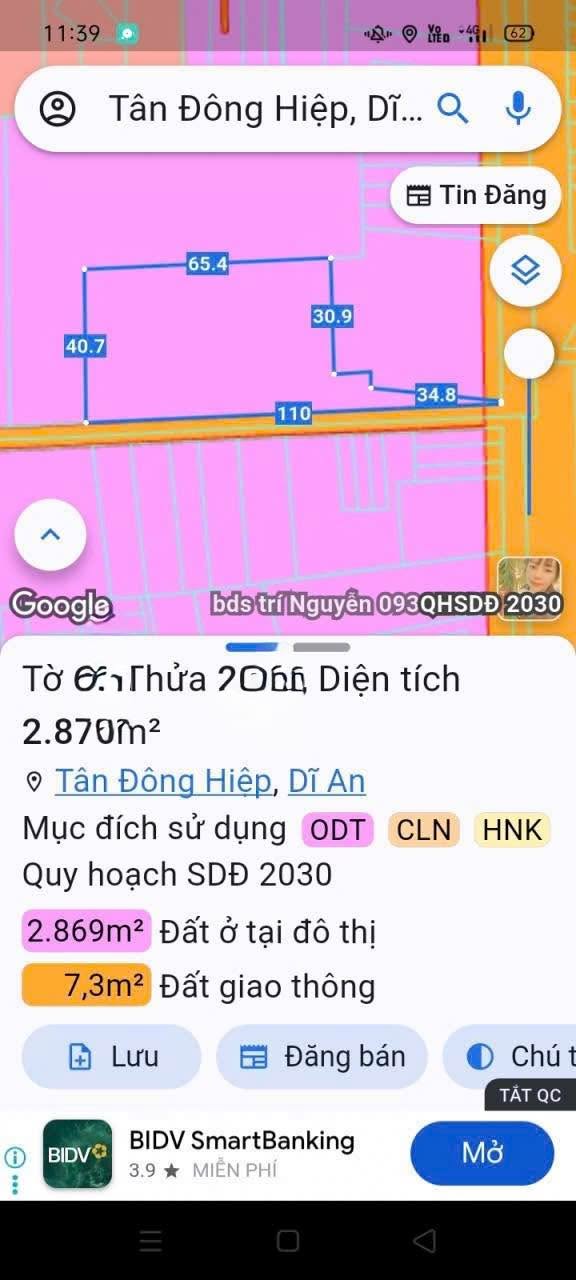 Đất nền Dĩ An 2876m² giá 86.28 tỷ - Tiềm năng lớn cho đầu tư căn hộ 38 tầng!