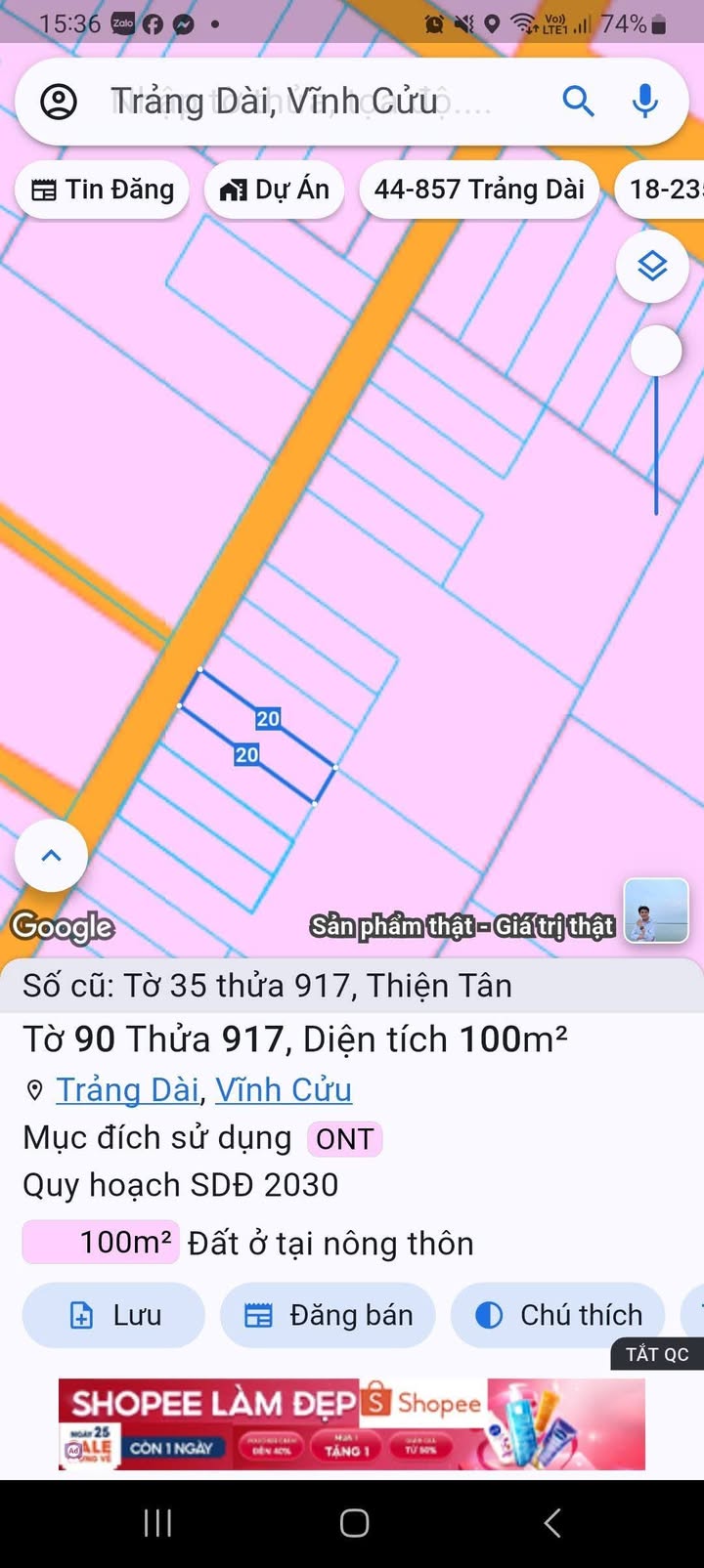 Đất thổ cư Trảng Dài Biên Hòa 100m² giá 1.75 tỷ - Sổ đỏ chính chủ