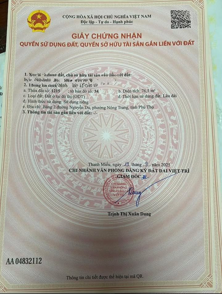 Đất nền chính chủ băng 2 Nguyễn Du 76m² giá 4 tỷ - Đầu tư ngay hôm nay!