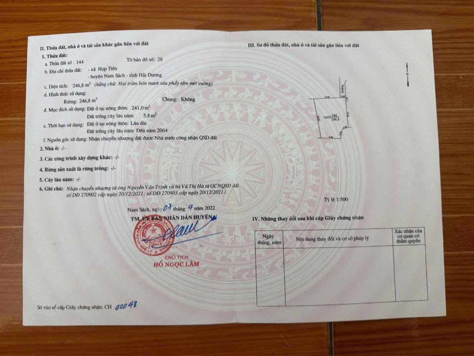 Đất nền Hùng Tiến, Vĩnh Bảo, Hải Phòng 246.8m² giá 1 tỷ - Chính chủ bán gấp!