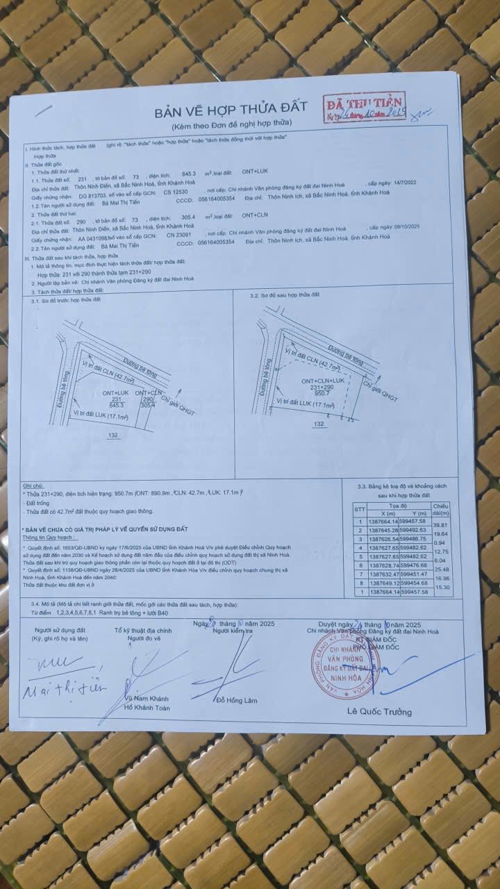 Đất thổ cư Ninh Điền, Bắc Ninh Hoà 950m² giá 6.46 tỷ - Lô gốc, đường ô tô thoải mái!