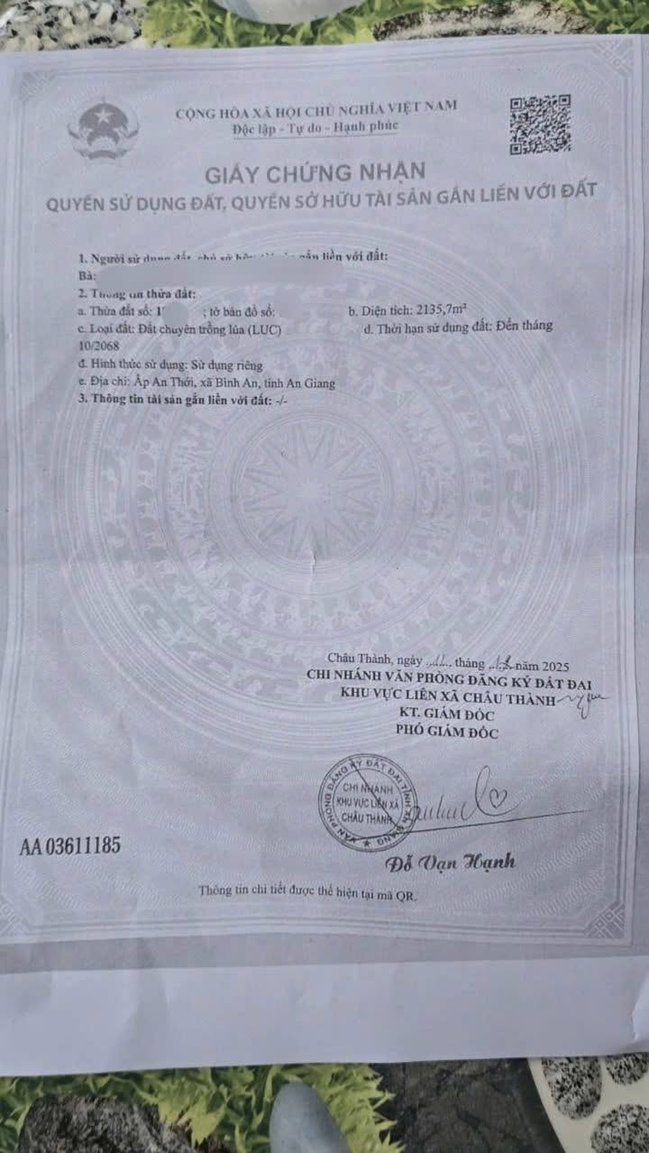 Đất Farm 2000m² tại Huyện Hòn Đất, Kiên Giang giá 600 triệu - Thích hợp làm nhà vườn!