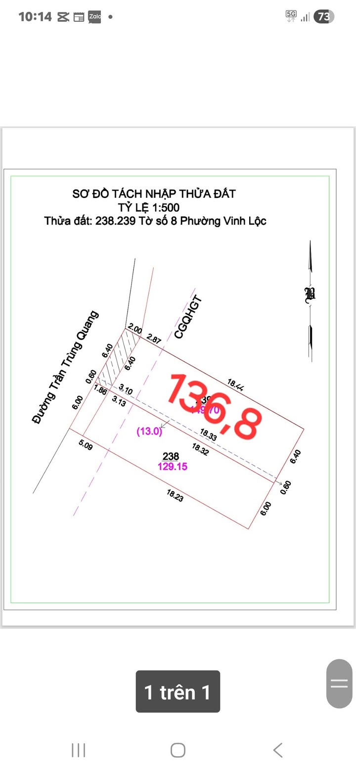 Lô đất mặt đường Trần Trùng Quang, Vinh 137m² giá 4.4 tỷ - Cơ hội vàng cho đầu tư!