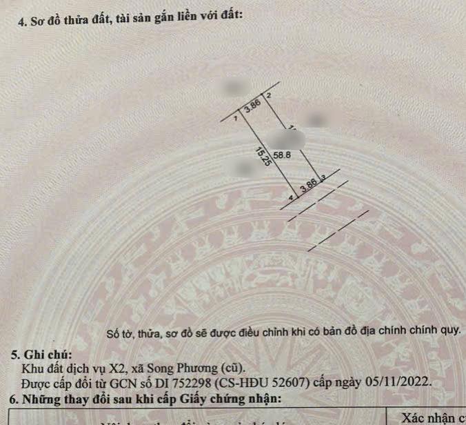 Đất dịch vụ Song Phương 58.8m² giá đầu tư - Chính chủ bán gấp!