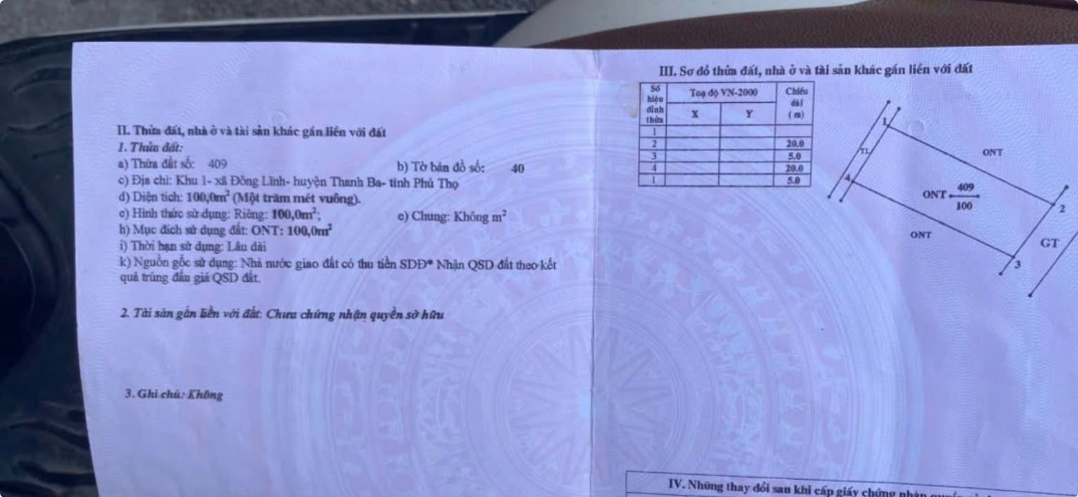 Đất thổ cư 100m² tại khu 1 Đông Thọ - Cơ hội đầu tư hấp dẫn!