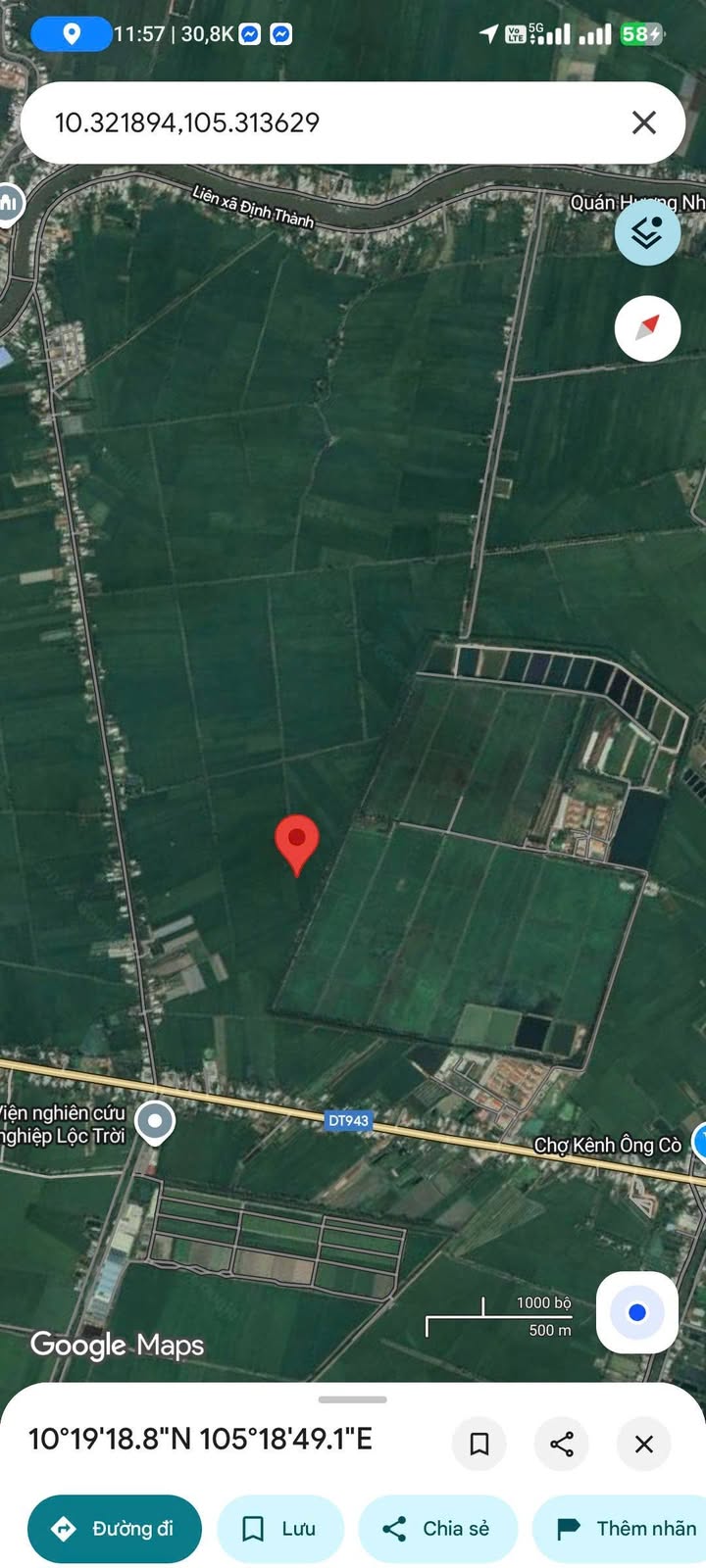 Đất ruộng 16 công Xã Định Thành 15.965m² giá 1.92 tỷ - Sổ đỏ chính chủ!