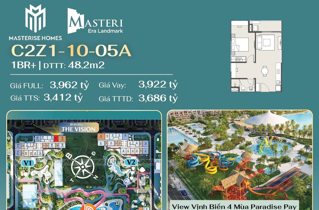 Căn hộ 1PN tại Lumiere Bayfront Quận 1, 48m² - View công viên nước OCP hấp dẫn!