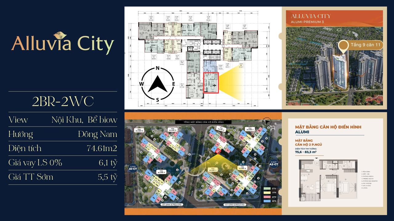 Căn hộ 2PN góc 75m² Lumiere Bayfront Gia Lâm - Chỉ từ 5.5 tỷ VND!