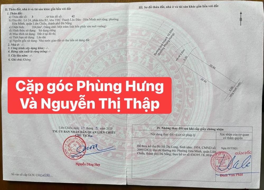 Bán đất FrontHouse góc Phùng Hưng - Nguyễn Thị Thập 224.6m² giá 22 tỷ - Vị trí đắc địa sát biển!