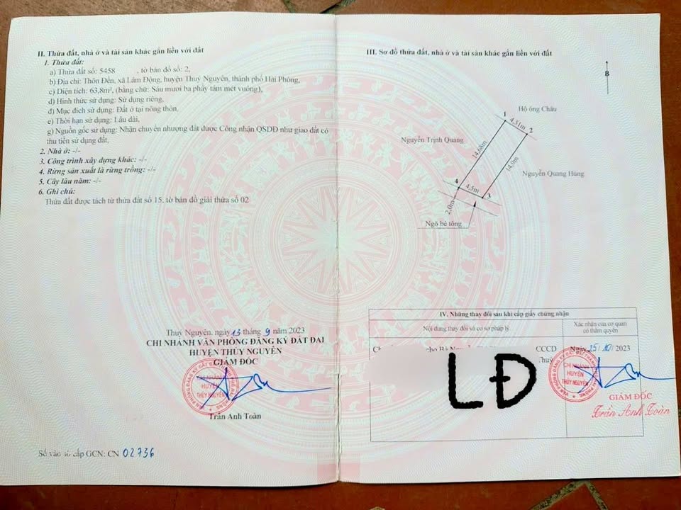 Lô đất tại Thôn Đền, Hải Phòng 64m² giá 950 triệu - Cơ hội đầu tư sinh lời!