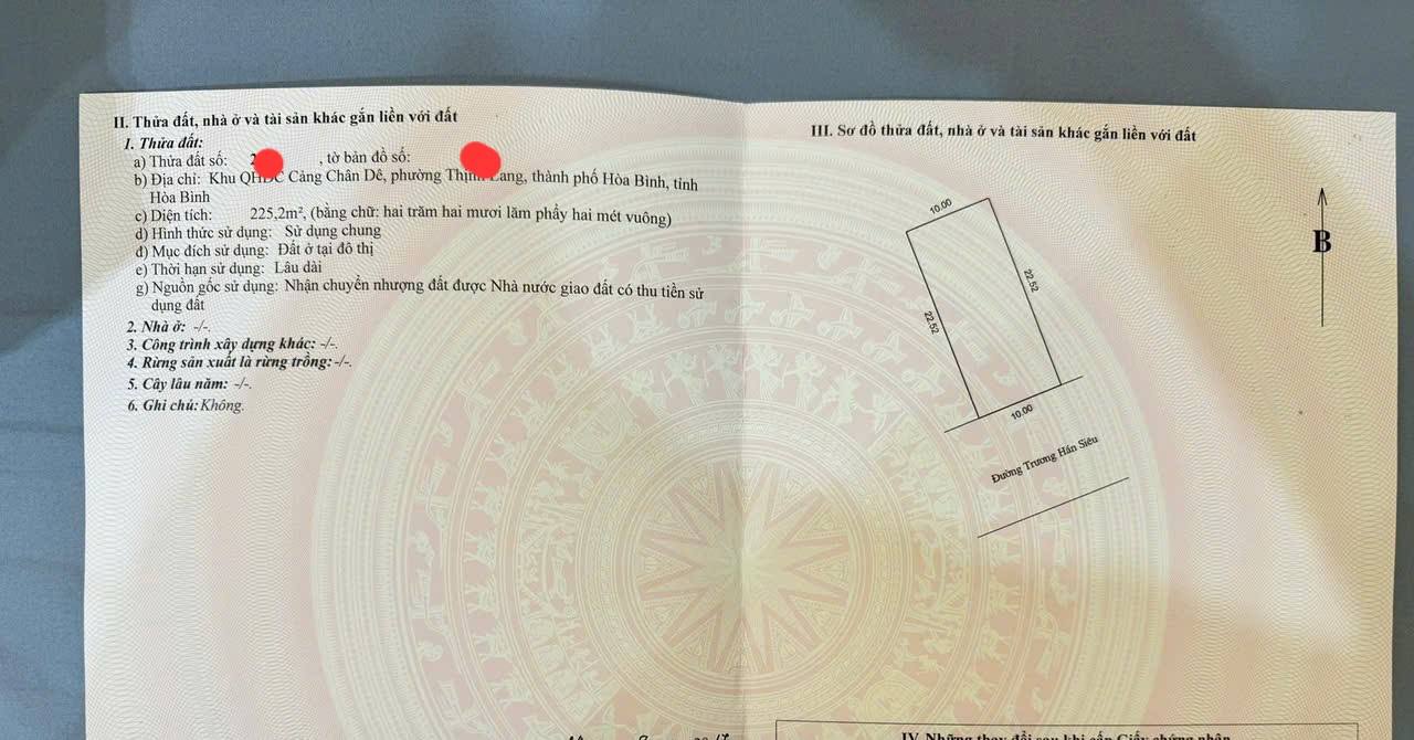 Đất mặt đường Trương Hán Siêu, phường Thịnh Lang, 225m² - Vị trí kinh doanh lý tưởng!