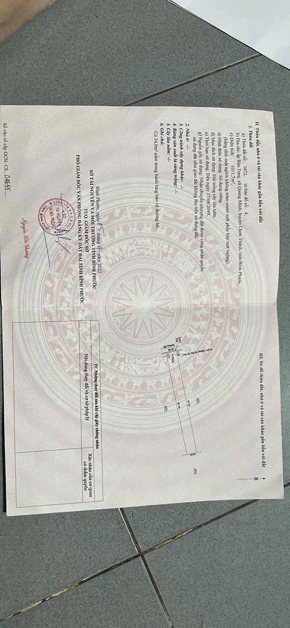 Đất nền xã Quang Minh, Chơn Thành 1000m² giá 350 triệu - Cơ hội đầu tư hấp dẫn!