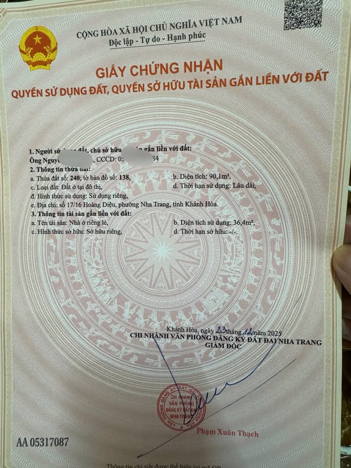 Đất nền Nha Trang 90.1m² giá 9.5 tỷ - Gần biển, đầu tư sinh lời!